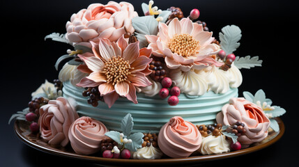 Obraz na płótnie Canvas beautifully decorated cake