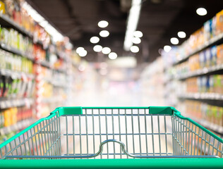 Shopping cart in supermarket.