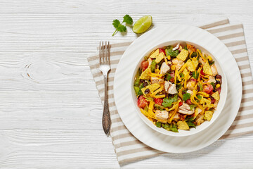 mexican rotisserie chicken salad in white bowl