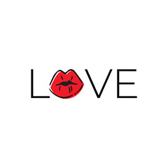 Fashion love vector illustration with red lips 