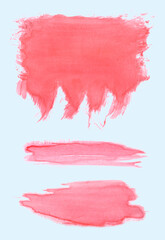 set, red watercolor splash. Watercolor abstract background painting on white paper. vertical image