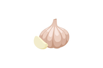 garlic vector illustration isolated on white background, kitchen spice flat style design