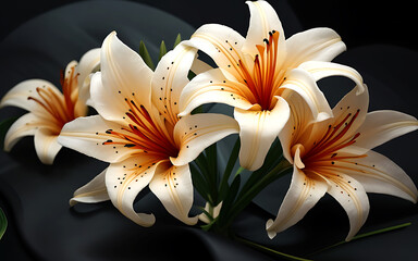 tiger lily on black background,  Generative Ai