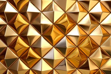 Diamond-shaped wall created with polished tiles and luxurious gold block background. Generative AI