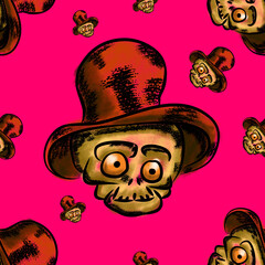 skull print on day of the dead hat