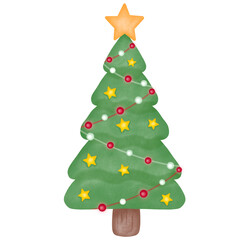 christmas tree with yellow star and light 