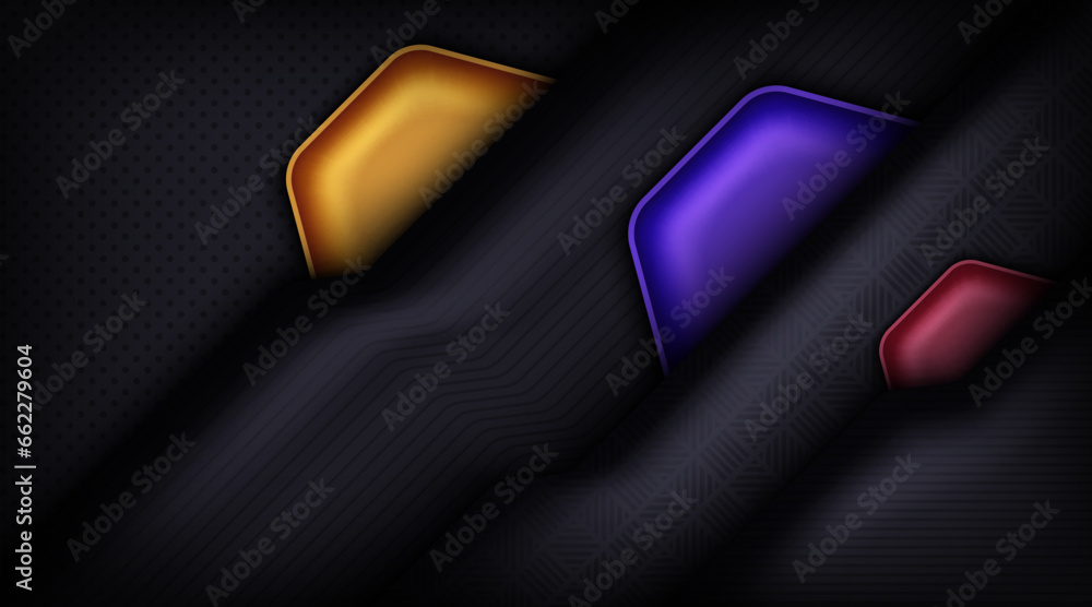 Poster Geometric shape dark 3d layered line overlap dimension texture metal effect design