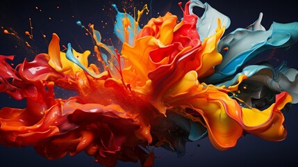 Vibrant splashes intertwine, forming a dynamic portrayal of motion.