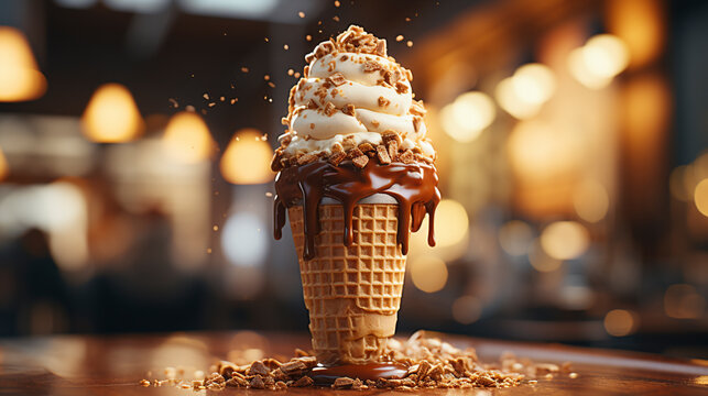 Ice Cream Cone UHD wallpaper Stock Photographic Image