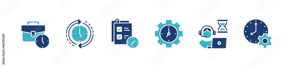 Poster job list target deadline productivity working schedule icon vector business time management gear set