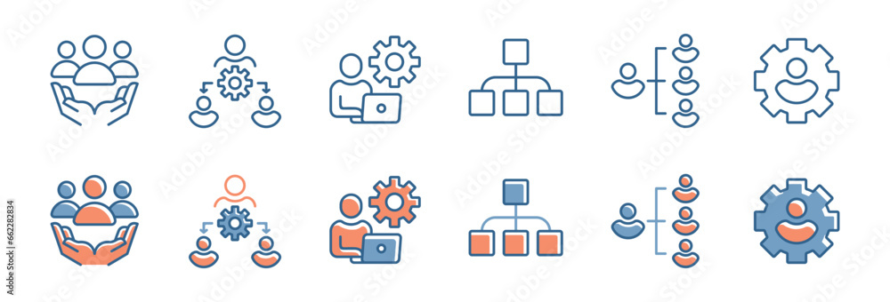 Poster diagram structure management business hierarchy icon vector teamwork human resource strategy employm