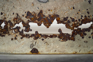 Rust of metals.Corrosive Rust on old iron white.Use as illustration for presentation.Background rusty texture as a panorama.