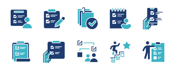 business task schedule checklist clipboard icon vector to-do list document work goal progress management collection symbol illustration 