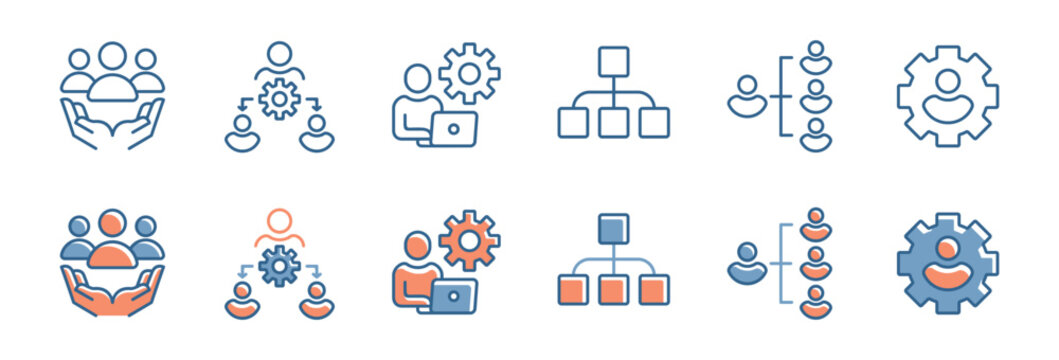 diagram structure management business hierarchy icon vector teamwork human resource strategy employment leadership signs illustration for web and app design collection