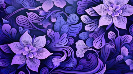 a blue and purple floral background with swirls and flowers.  generative ai