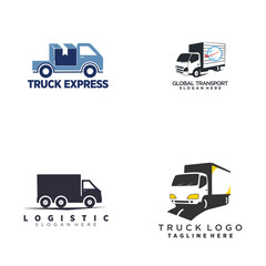 set bundle of truck logo design