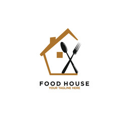 Vector house logo with creative food concept and business design premium vector