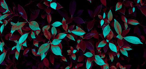 leaf texture background, glow in the dark color toned