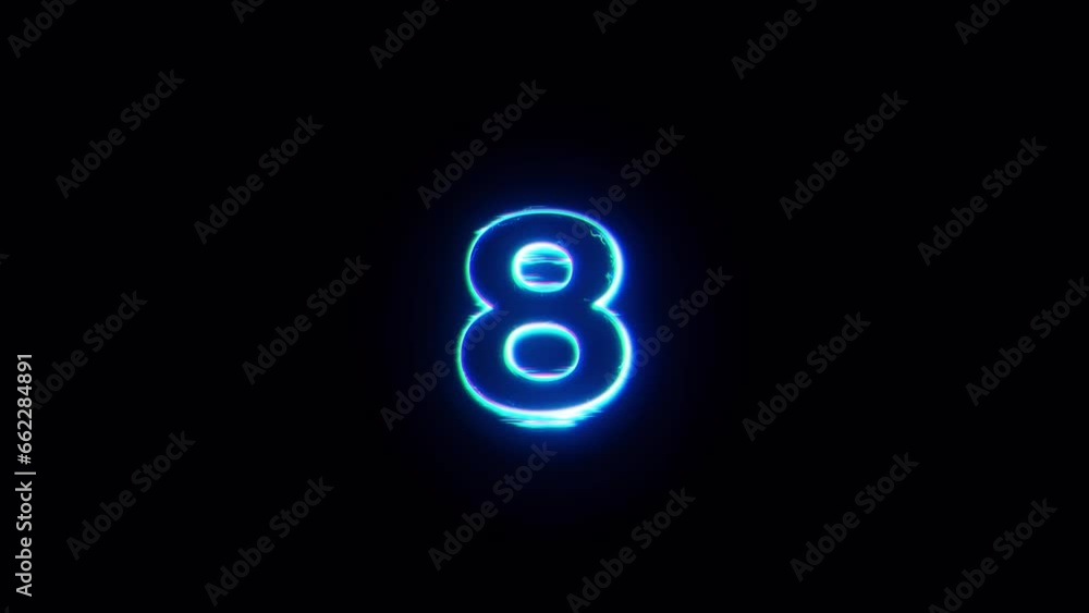 Poster abstract futuristic animation glow blue digital technology glitch effecct text countdown from ten to