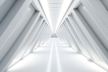 Modern Futuristic Light Corridor with White Background