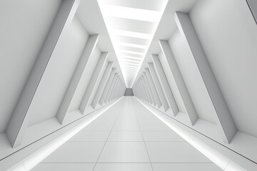 Obraz premium Modern Futuristic Light Corridor with White Background
