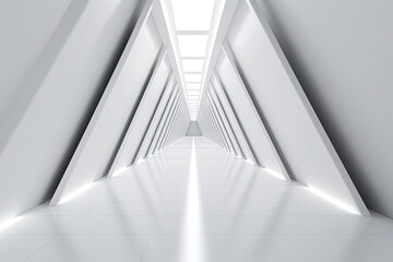 Obraz premium Modern Futuristic Light Corridor with White Background