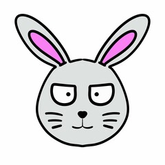 rabbit head cartoon on white background