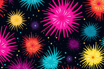 Gamma ray bursts quirky doodle pattern, wallpaper, background, cartoon, vector, whimsical Illustration - obrazy, fototapety, plakaty