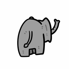 cartoon doodle elephant on white background