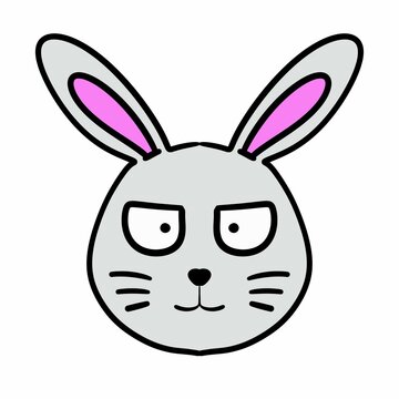 rabbit head cartoon on white background
