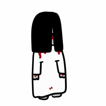 cartoon crying female character , ghost monster cartoon