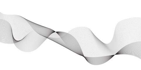 Abstract wavy grey stream element for design on transparent background isolated. frequency sound wave lines, technology, data science, business wave line background. Vector illustration.
