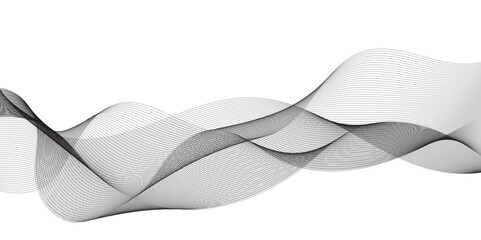 Abstract wavy grey stream element for design on transparent background isolated. frequency sound wave lines, technology, data science, business wave line background. Vector illustration.