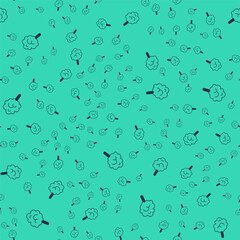 Black Cotton candy icon isolated seamless pattern on green background. Vector