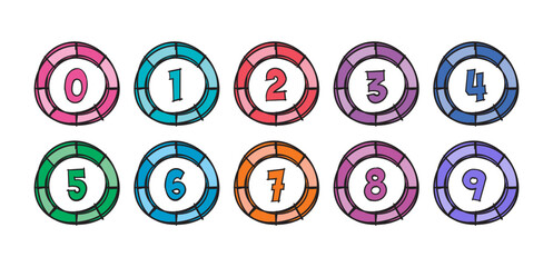 hand drawn numbers 0-9. 0-9 numbers for education, academy, science