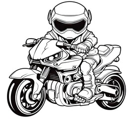  a drawing of a person riding a motorcycle with a helmet on.  generative ai
