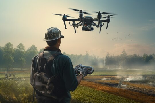 Fly the drone for observation work to check the field