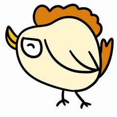 cartoon doodle funny bird on white background