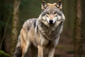 Foto op Canvas A grey wolf Canis lupus  © Kodjovi