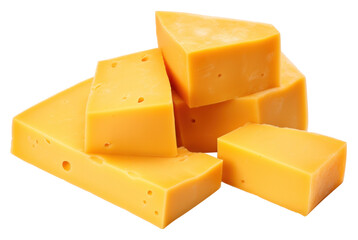 Cheddar cheese isolated. - obrazy, fototapety, plakaty