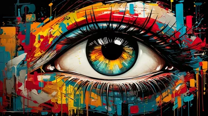 wide eyes shot - pop art woman - ai generated © TimmiO