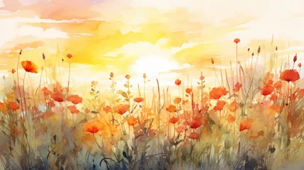 Zelfklevend Fotobehang field with poppies © sdk