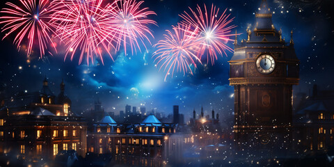 New Year's Eve 2024 Celebration Background - obrazy, fototapety, plakaty