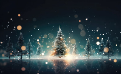 Magical Christmas Tree in Snowy Landscape