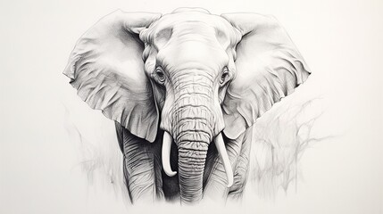  a drawing of an elephant with tusks and tusks.  generative ai