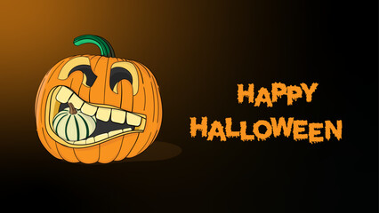 Happy Halloween on dark background. Vector illustration