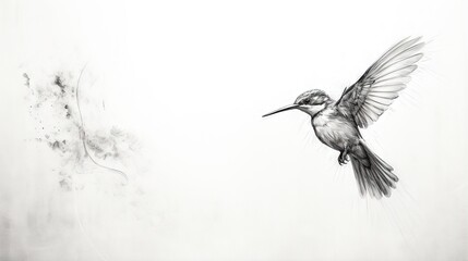  a drawing of a hummingbird flying in the air with its wings spread.  generative ai
