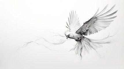  a bird flying through the air with its wings spread out.  generative ai