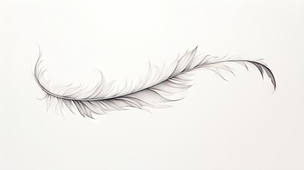  a white feather is flying in the air on a white background.  generative ai