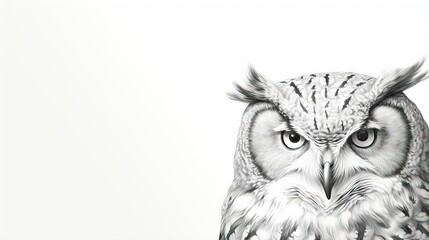  a drawing of an owl with big eyes and a feathered head.  generative ai